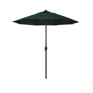 7.5 ft. Black Aluminum Market Patio Umbrella Auto Tilt in Forest Green Sunbrella