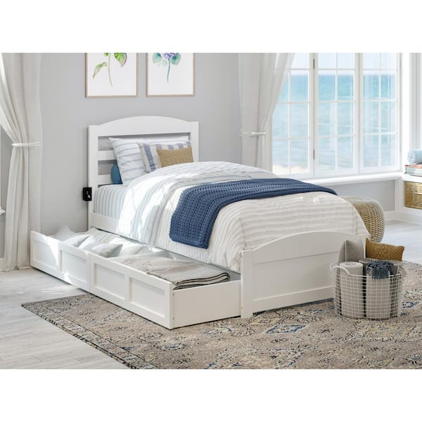 AFI Warren 38-1/4 in. W White Twin Solid Wood Frame with Footboard 2 ...