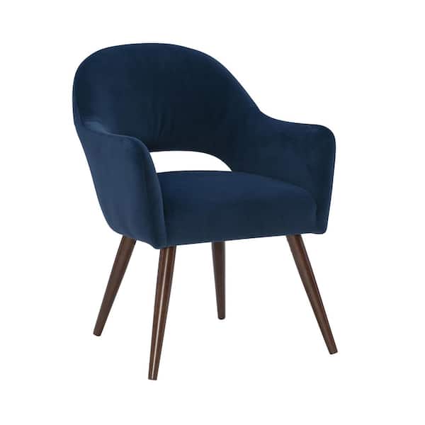 Linon Home Decor Jade Ink Velvet Dining Chair with Curved Back and Padded Seat