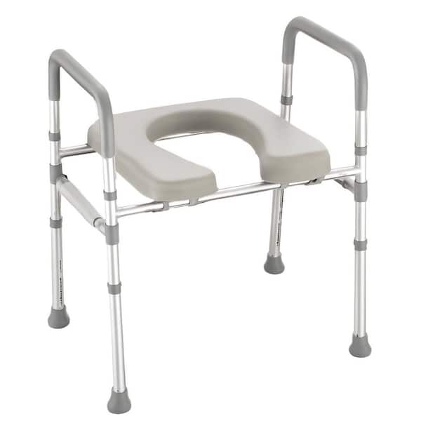Raised Toilet Seat with Handles 9x7in Height Width Adjustable Anti-Slip Suction Cup 400LBS Elderly Aid White