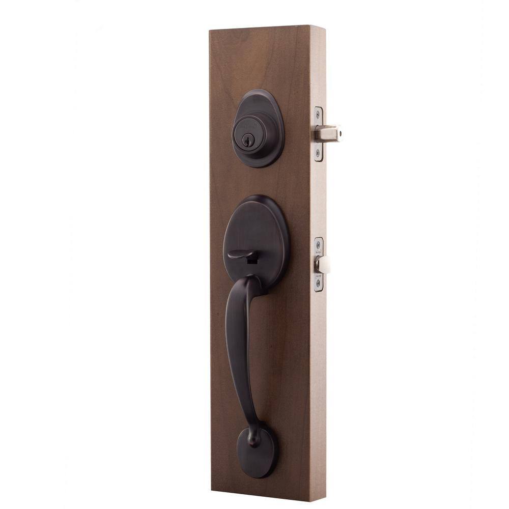 Tuscan Bronze Left-Handed Modern Door Handleset with Deadbolt