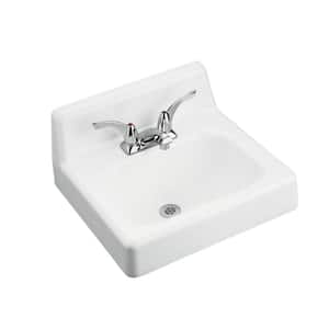 Hudson 19 in. x 17 in. Wall-Mount Cast Iron Bathroom Sink in White