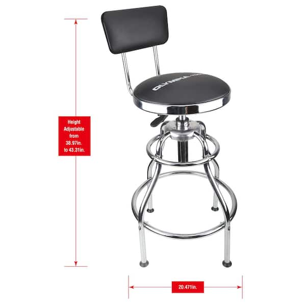 Adjustable Shop Stool with Backrest and Casters