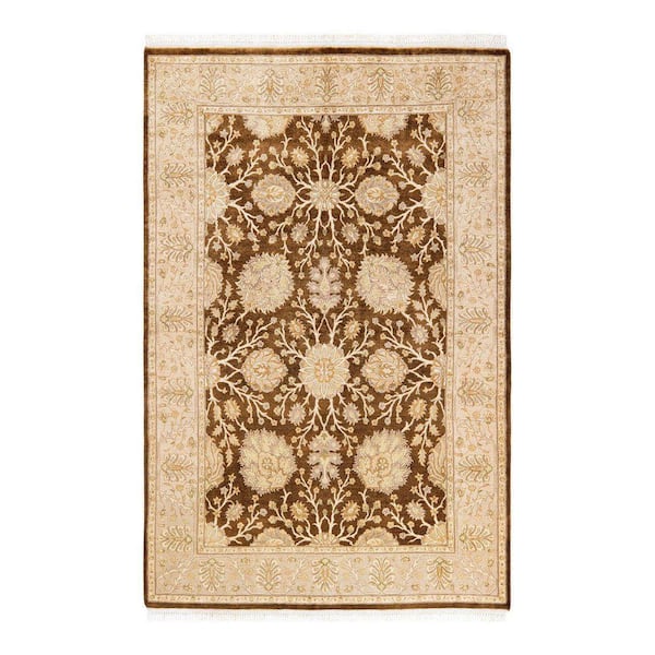 Mogul Traditional Brown 4 ft. 2 in. x 6 ft. 3 in. Oriental Area Rug