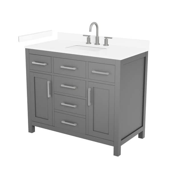 Beckett 42 in. Single Freestanding Dark Gray Bath Vanity with White Cultured Marble Top