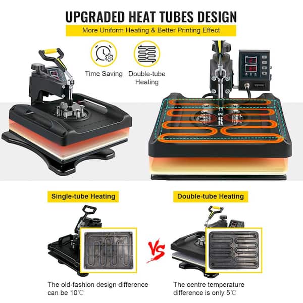 VEVOR 12 in. L x 15 in. W Heat Press Machine 8 in 1 Combo Digital  Multi-Functional Sublimation Heat Transfer Machine, Black  DGNTHJBH2938-WEAHV1 - The Home Depot