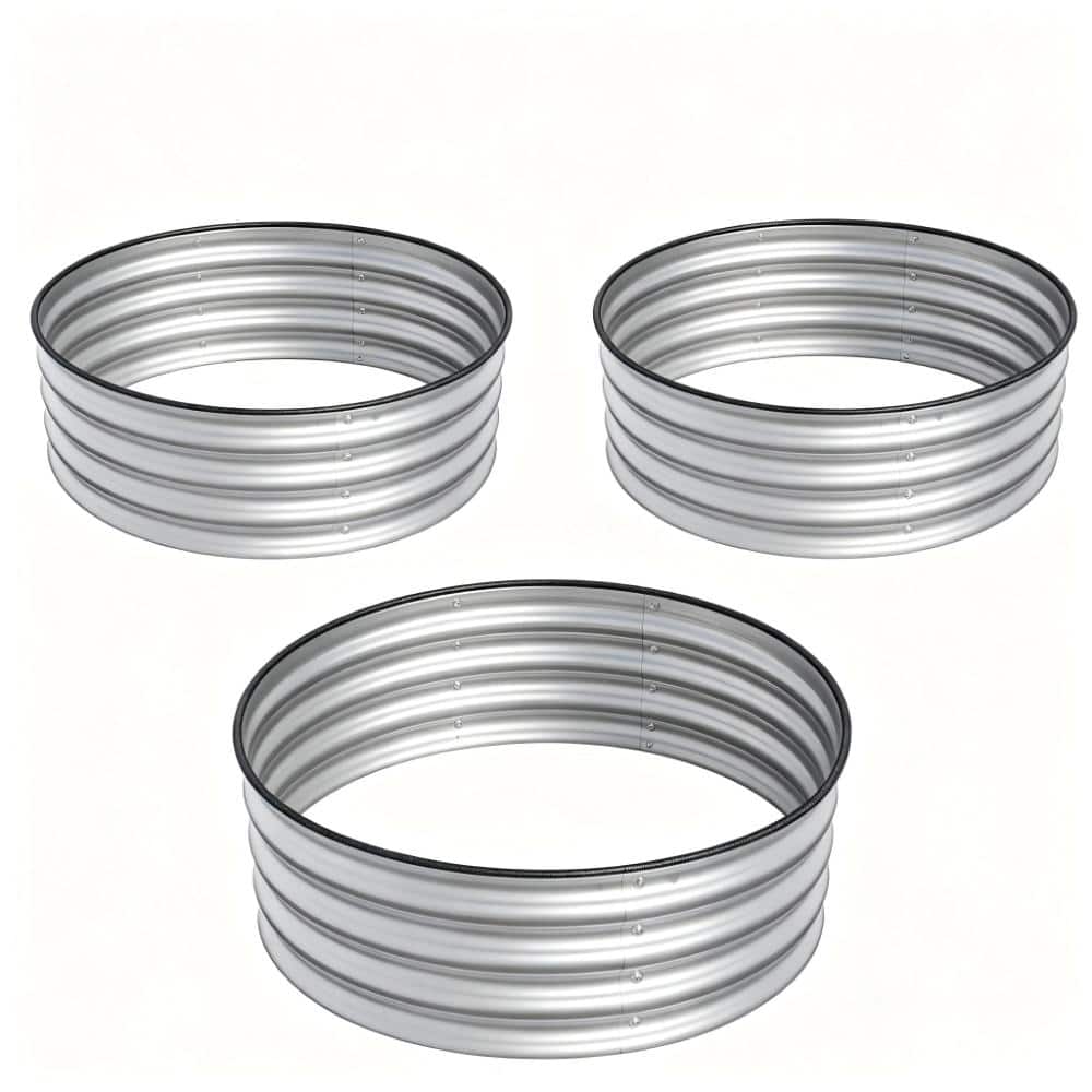Galvanized Metal Raised Garden Bed, Round Planter Box Rust & Corrosion Resistant, Safe Rubber EdgesSilver 3pk price history on PriceWatchPro