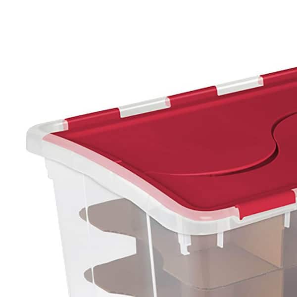 Real Organized 22.5-in x 12.5-in 48-Compartment Clear Plastic Ornament  Storage Box at