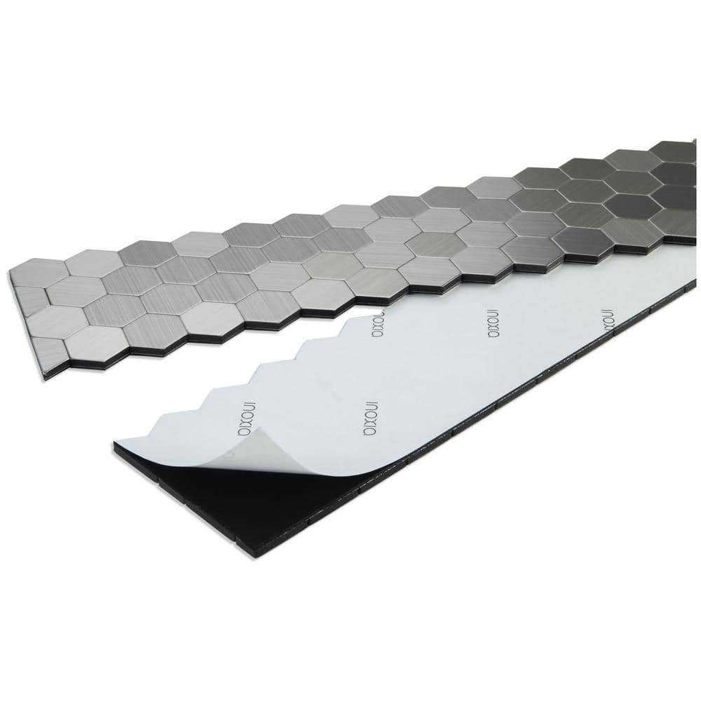 30'' Silver Metal Hexagonal Peel and Stick Backsplash Tile