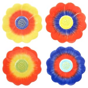 Poppy Flower Multicolor 3-D Dessert Plate
