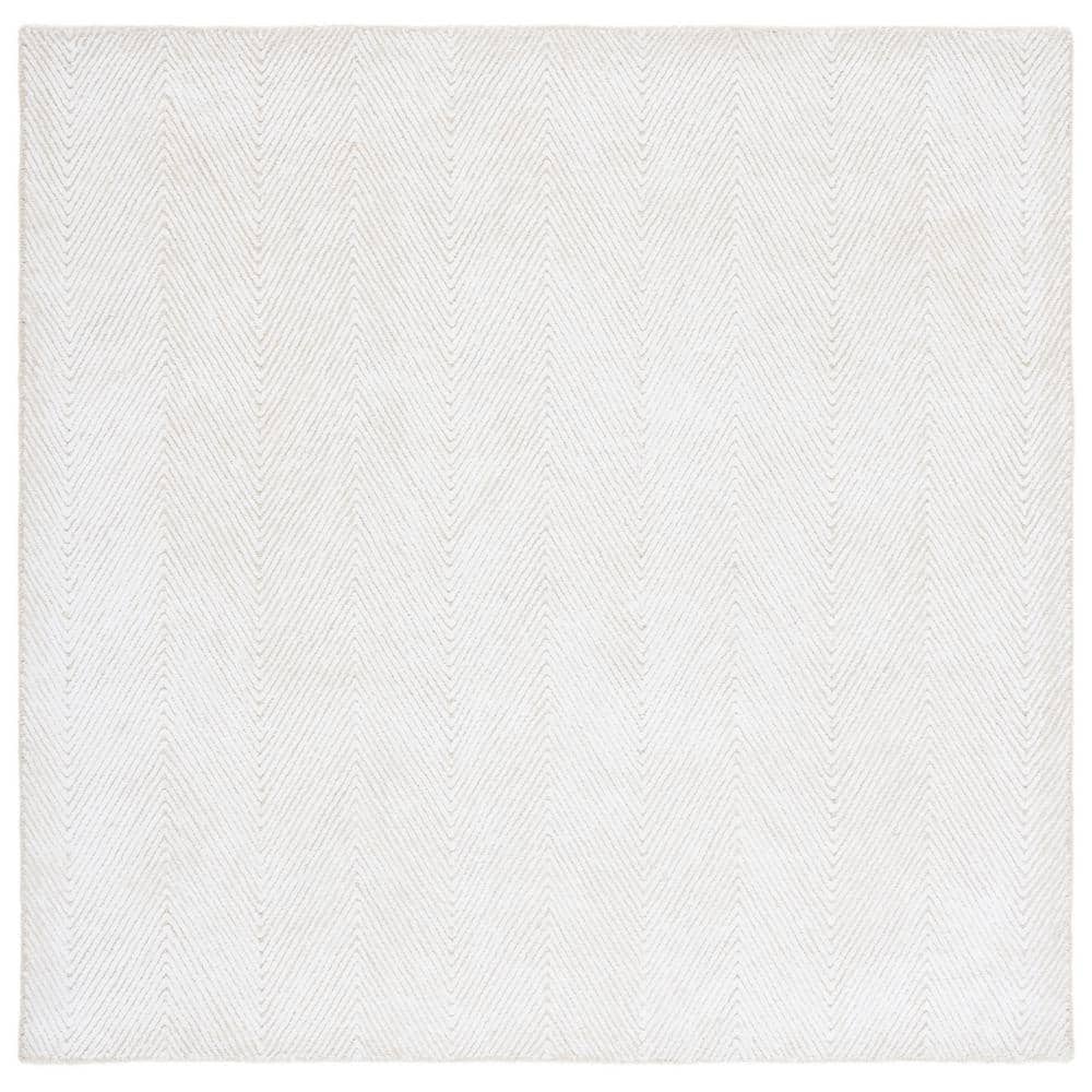 SAFAVIEH Soho Ivory/Beige 8 ft. x 8 ft. Solid Color Chevron Square Area ...