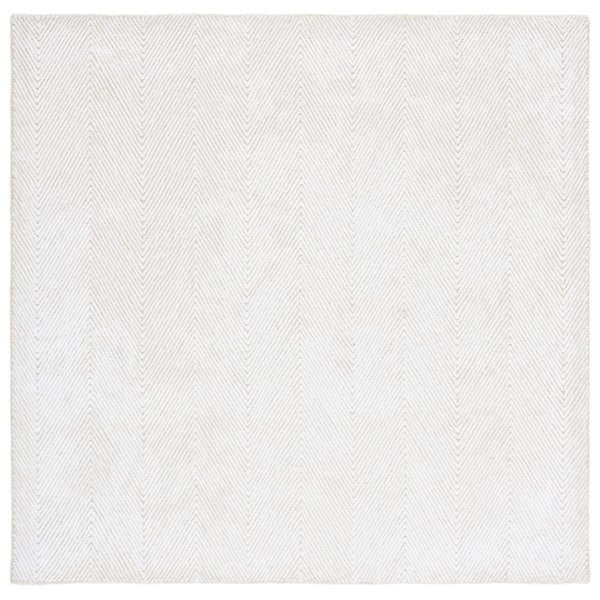 Soho Ivory/Beige 8 ft. x 8 ft. Solid Color Chevron Square Area Rug