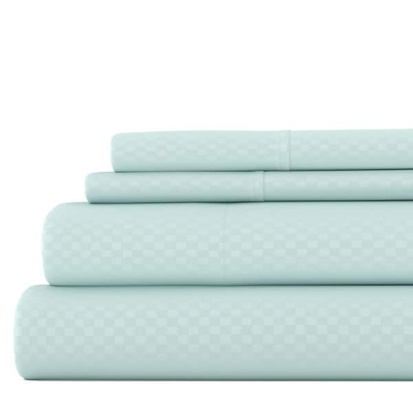 Becky Cameron 4-Piece Aqua Geometric Microfiber Full Sheet Set
