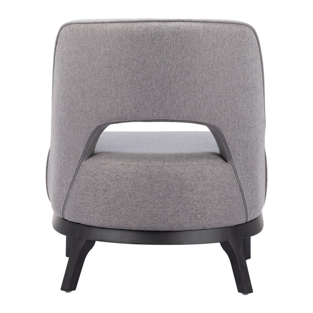 Gray Faux Leather Barrel Accent Chair with Metal Base