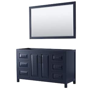 Daria 59 in. W x 21.5 in. D x 35 in. H Single Bath Vanity Cabinet without Top in Dark Blue with 58 in. Mirror