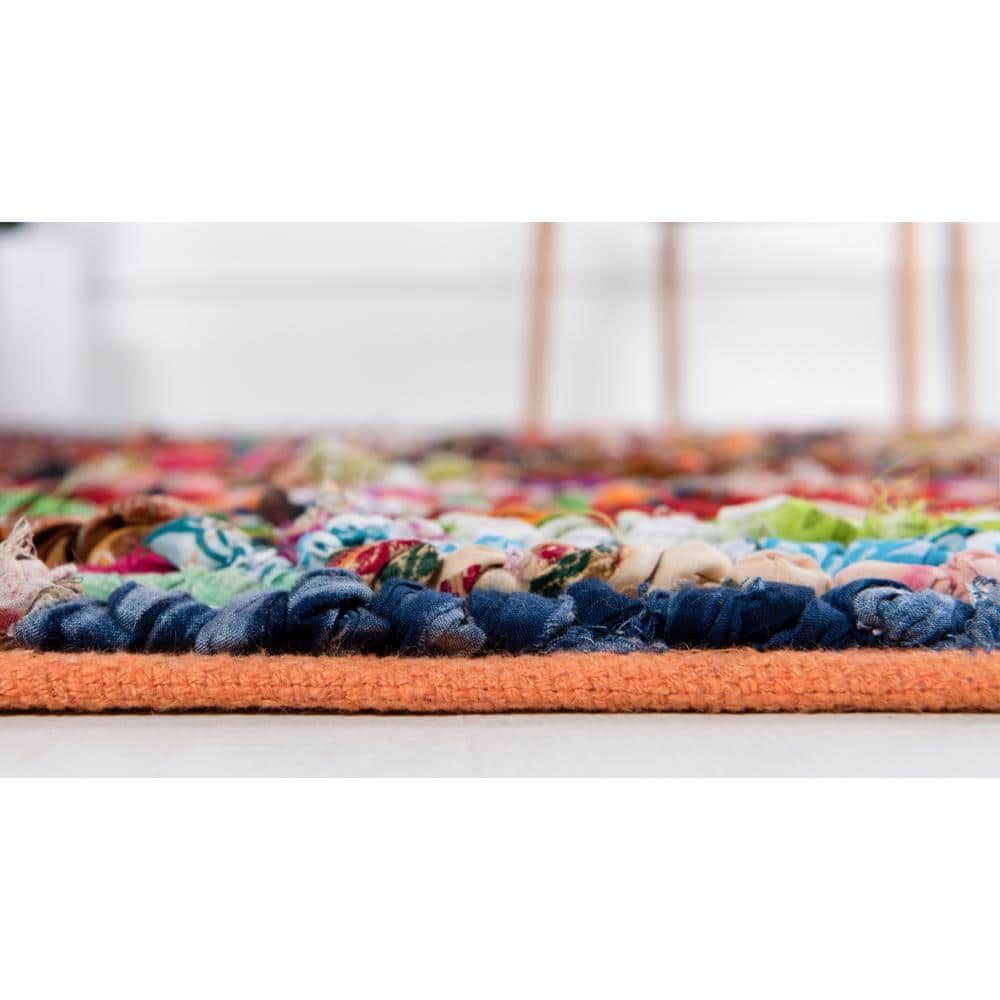 Handmade Multicolor Cotton Braided Area Rug, 2' x 3'