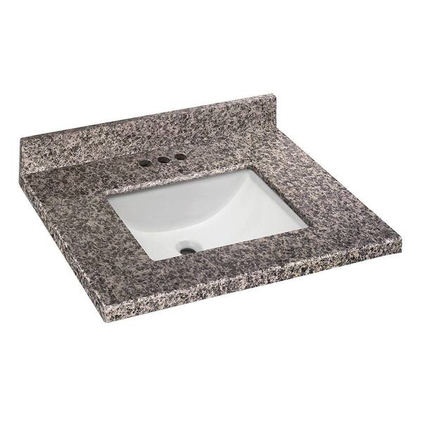 Home Decorators Collection 25 in. W x 22 in. D Granite Vanity Top in Sircolo with White Single Trough Sink