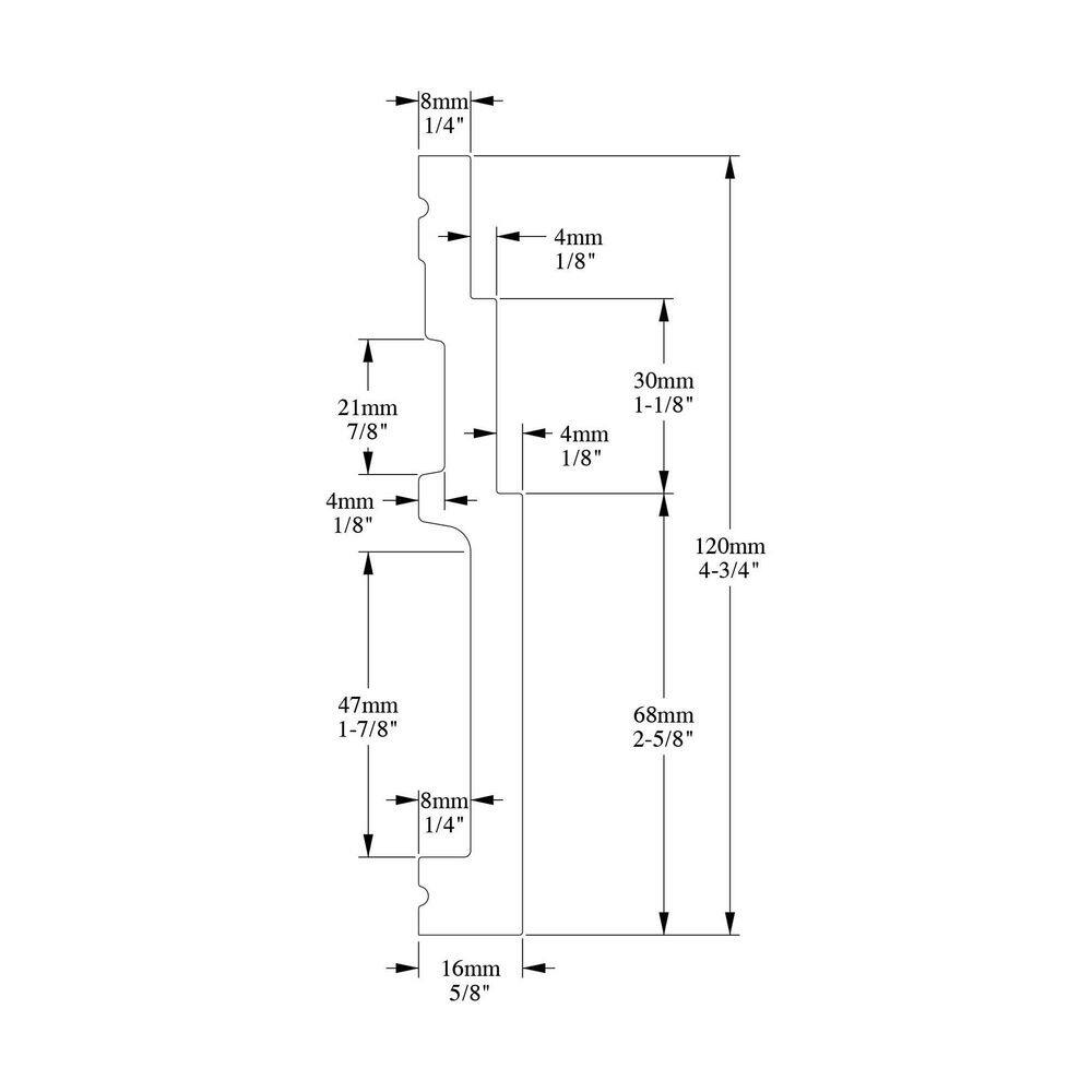 Primed White High-Impact Polystyrene Baseboard Moulding Set