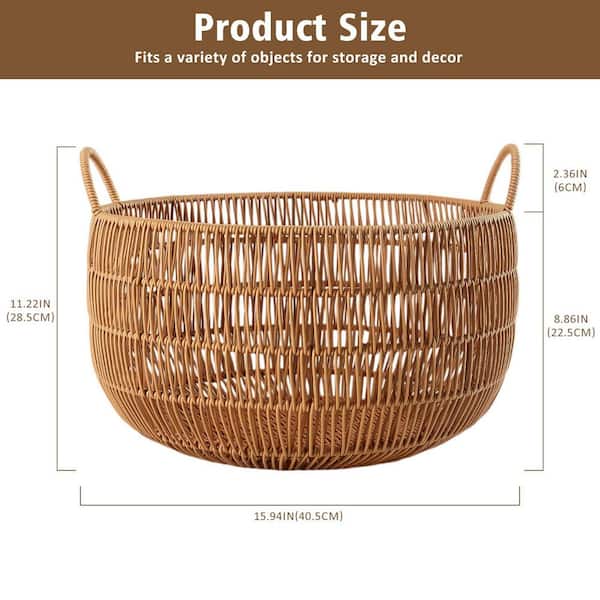 Jeedeson Brown 11.22 in. x 15.94 in. Polypropylene Round Woven