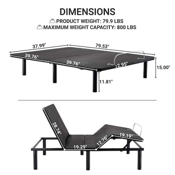 MAYKOOSH Black, Twin XL, Height Electric Adjustable Bed