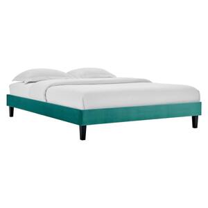 Reign Teal Queen Performance Velvet Platform Bed Frame