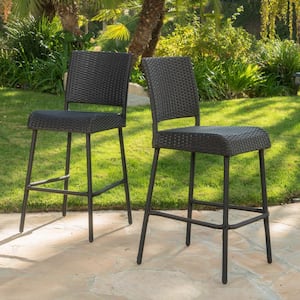 Timothy Plastic Faux Rattan Outdoor Patio Bar Stool (2-Pack)