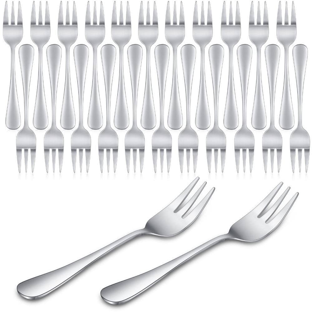 24-Piece Oyster Fork Set, 5.5 in Stainless Steel Flatware, 3-Prong