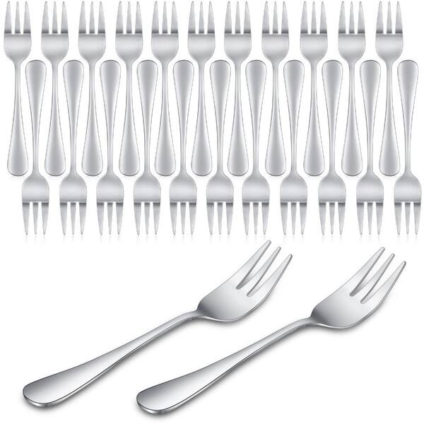 24-Piece Oyster Fork Set, 5.5 in Stainless Steel Flatware, 3-Prong Appetizer Seafood Forks for Tasting
