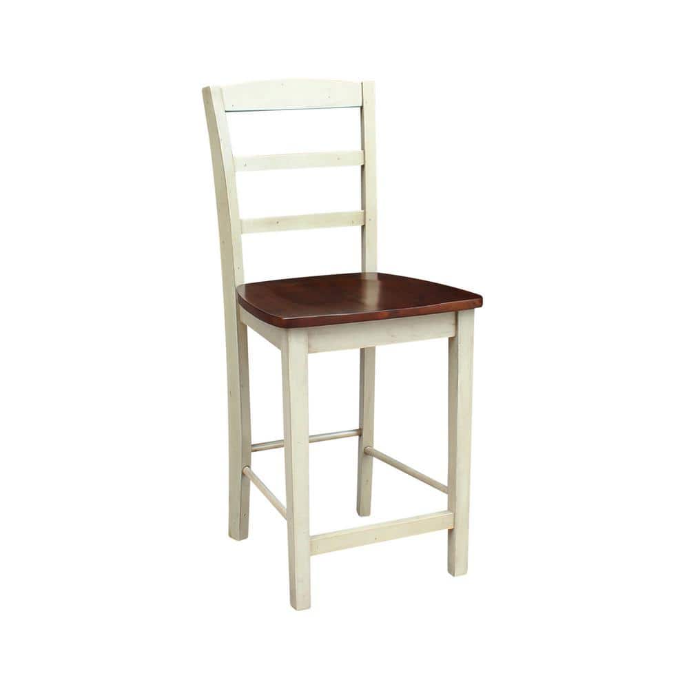 Antiqued Almond and Espresso Wood Counter Height Stool