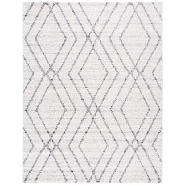 Adirondack Ivory/Gray 9 ft. x 12 ft. Chevron Diamond Area Rug