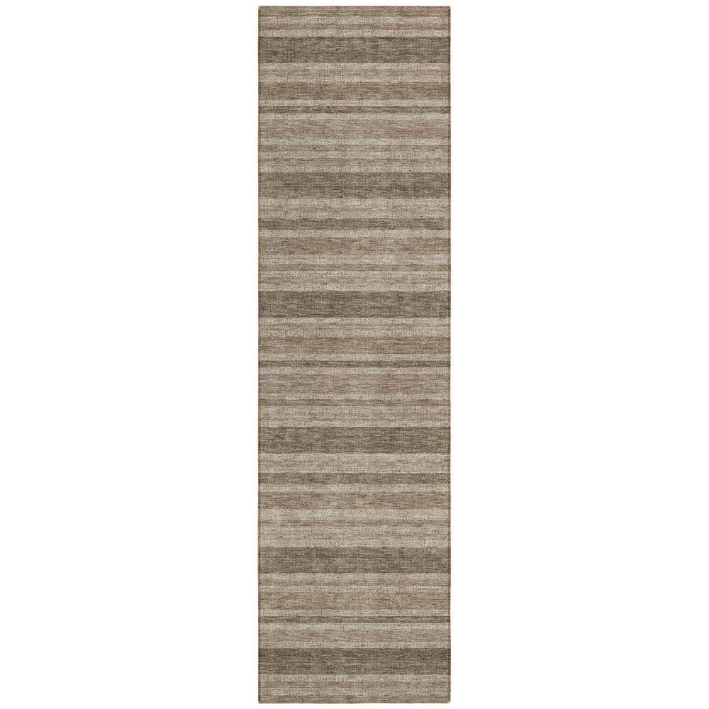 Taupe 2 ft. x 8 ft. Woven Striped Polyester Runner Indoor / Outdoor Area Rug price history on PriceWatchPro