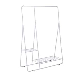 White Steel Clothes Rack with Shelves 40 in. W x 66.7 in. H