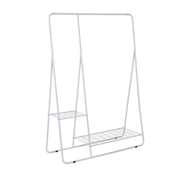 Honey-Can-Do White Steel Clothes Rack with Shelves 40 in. W x 66.7 in. H