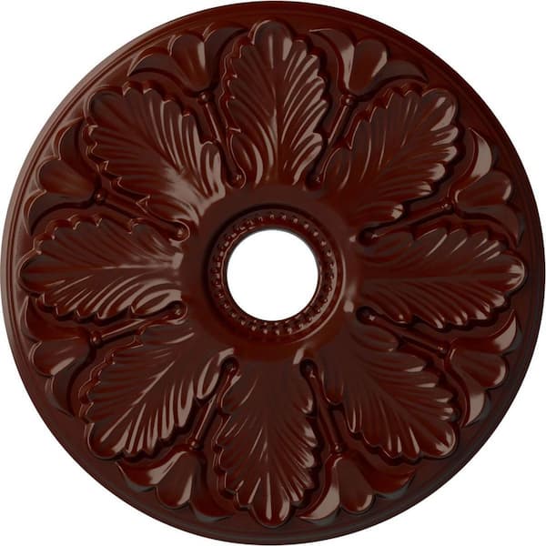 Ekena Millwork 1" x 24-1/2" x 24-1/2" Polyurethane Milan Ceiling Medallion, Brushed Mahogany