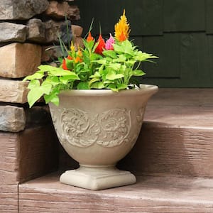 16 in. Beige Darcy Poly Flower Pot Planter Single