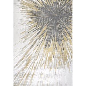 Amaya Abstract Gold 4 ft. 3 in. x 6 ft. 3 in. Indoor Area Rug