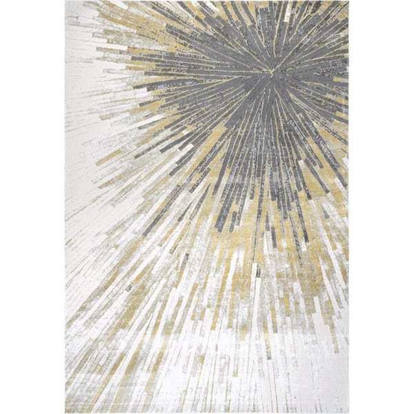 nuLOOM Amaya Abstract Gold 4 ft. 3 in. x 6 ft. 3 in. Indoor Area Rug