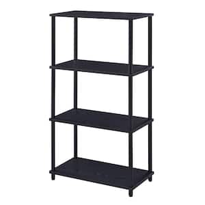 Nypho 44 in. Tall Black Finish Metal 3-Shelf Standard Bookcase with Storage