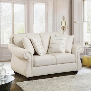 Beven 64 in. W Beige Textured Fabric Loveseat