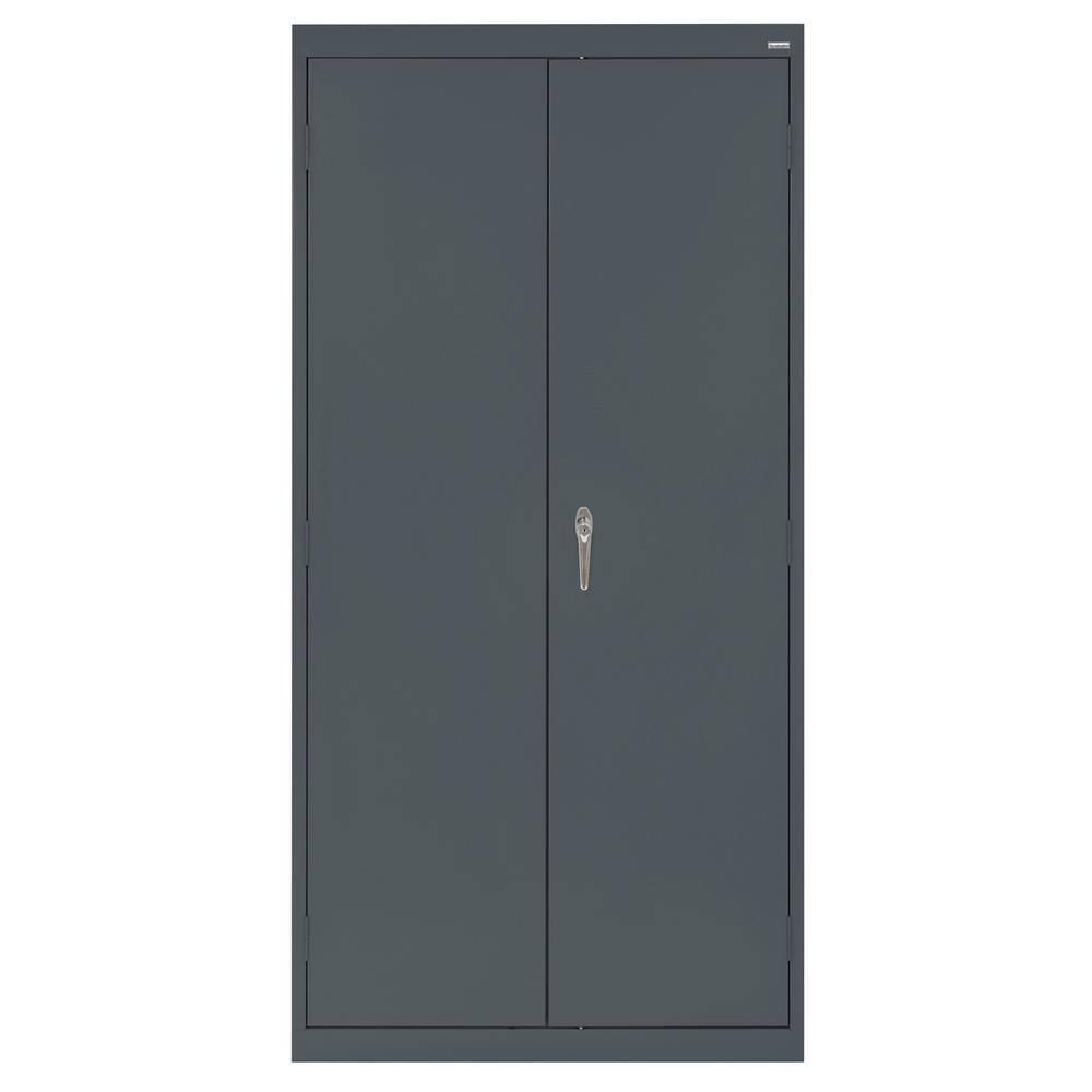 Charcoal Steel Freestanding Lockable Office Cabinet, 72'' H x 36'' W