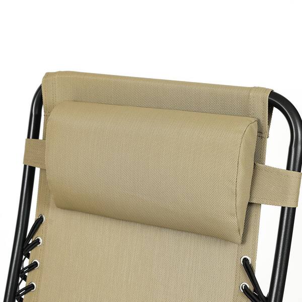 LuxenHome Zero Gravity Metal Outdoor Lounge Chair in Tan WHOF452-T - The  Home Depot