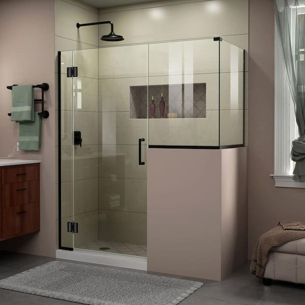 DreamLine Unidoor-X 59 in. W x 30-3/8 in. D x 72 in. H Frameless Hinged Shower Enclosure in Matte Black