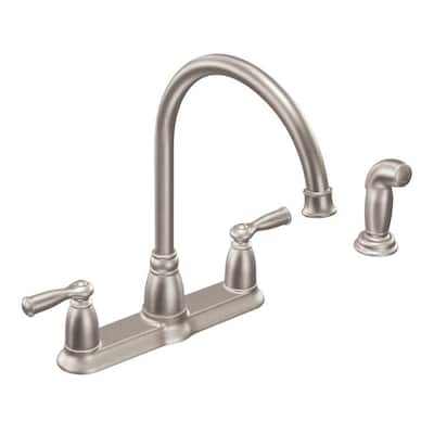 Banbury High-Arc 2-Handle Standard Kitchen Faucet with Side Sprayer in Spot Resist Stainless