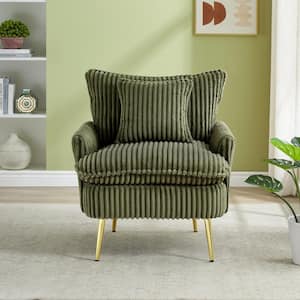 Green Corduroy Fabric Microfiber Upholstered Couch Arm Chair Set of 1