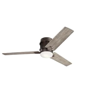 Chiara 52 in. Indoor Olde Bronze Flush Mount Ceiling Fan with Integrated LED with Wall Control Included