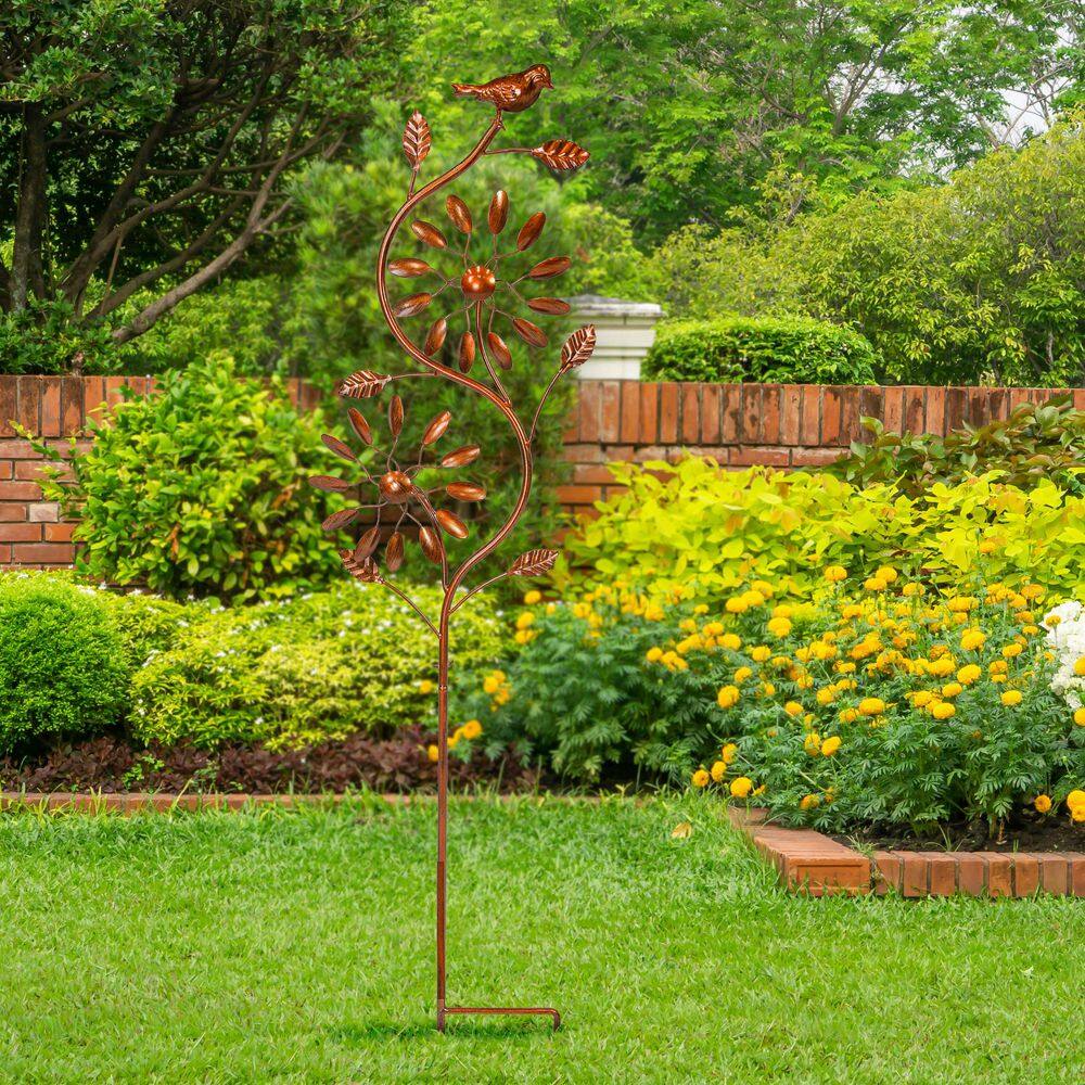Copper Powder-Coated Iron Twirling Twigs 48" Garden Wind Spinner