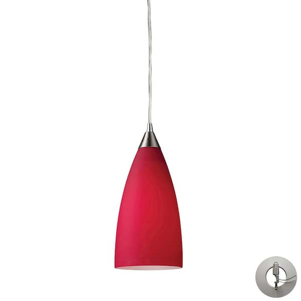 Titan Lighting Vista 1-Light Satin Nickel Mini Pendant Light with Glass Shade