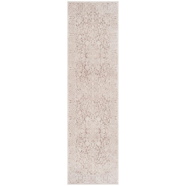 Reflection Beige/Cream 2 ft. x 20 ft. Distressed Floral Runner Rug