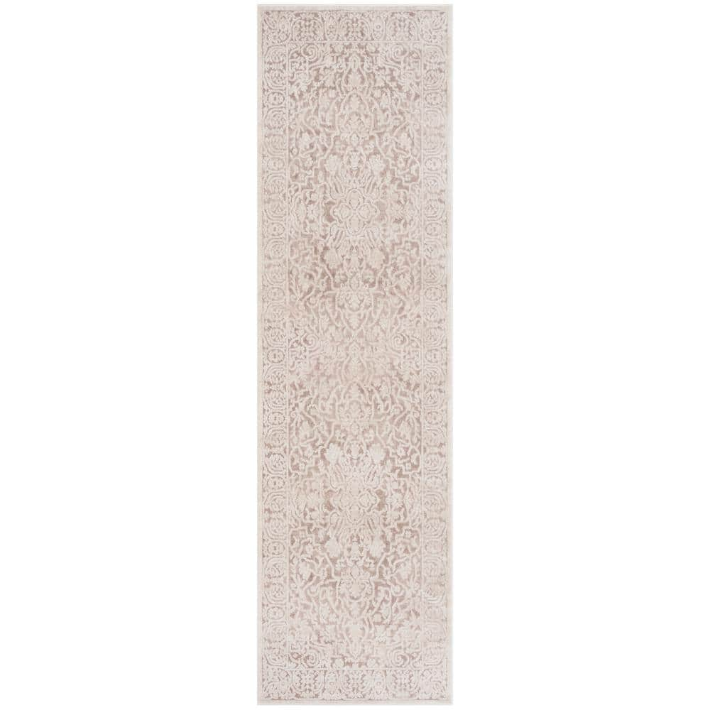 SAFAVIEH Reflection Beige/Cream 2 ft. x 8 ft. Distressed Floral Runner ...