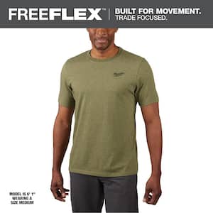 Men's Large Green Cotton/Polyester Short-Sleeve Hybrid Work T-Shirt